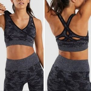 Gymshark Black Camo Seamless Bra S